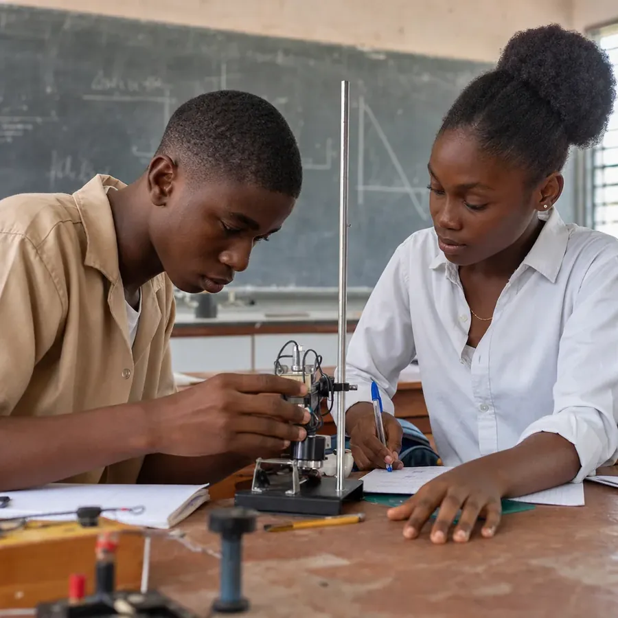 Élèves en travaux pratiques de physique au laboratoire